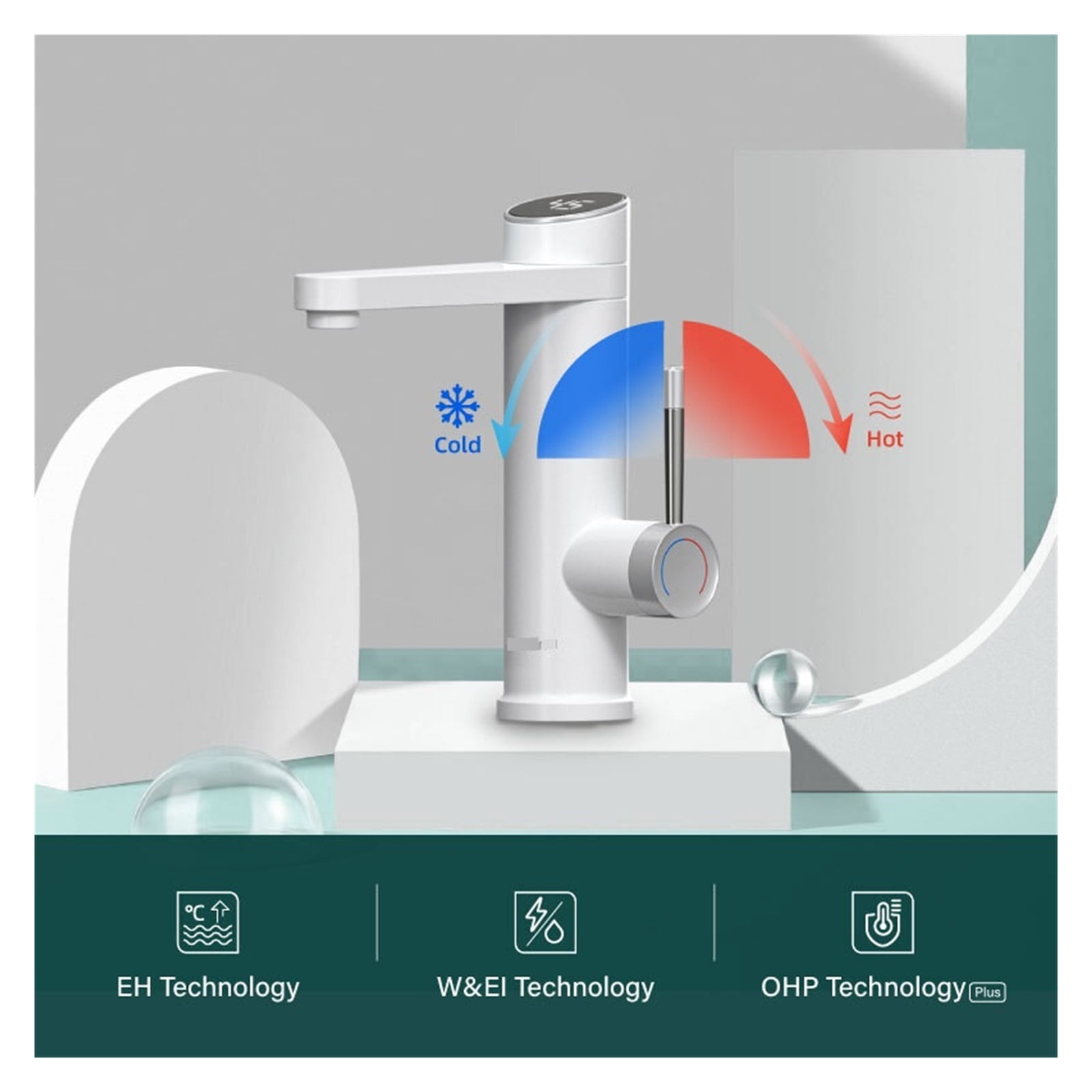 Electric Water Heater 2 in 1 Basin Faucet Heated Water Tap 120° Swivel Electric Faucet Heater For Home Robinet ,Easy Installation