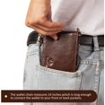 thumbnail image 2 of Cartera para hombre con cadena de cuero genuino, billetera plegable con bloqueo RFID y ranuras para tarjetas con ventana para identificación, color negro, 2 of 4