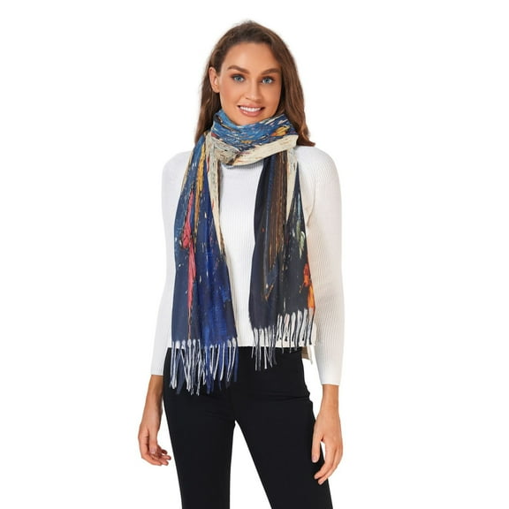 Women Winter Scarves Fashion Pashmina Shawl Wraps Long Blanket Scarf for Fall Spring Colorful Butterflies Fly on Book