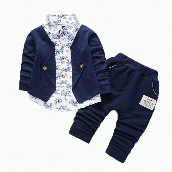 Futezty Toddler Boys Girls Clothes Fall Winter Outfit Sets, Kids Outfits Sets Long Sleeve Round Neckline Floral Pocket 12 18 24 Months 2T 3T 4T 2 Pcs Everyday