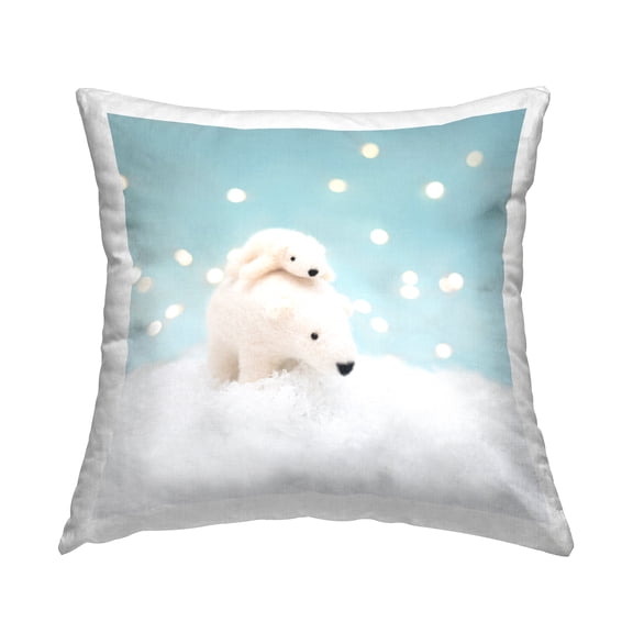 Stupell Industries Snowy Polar Bear Family Square Decorative Printed Throw Pillow, 18 x 18,
