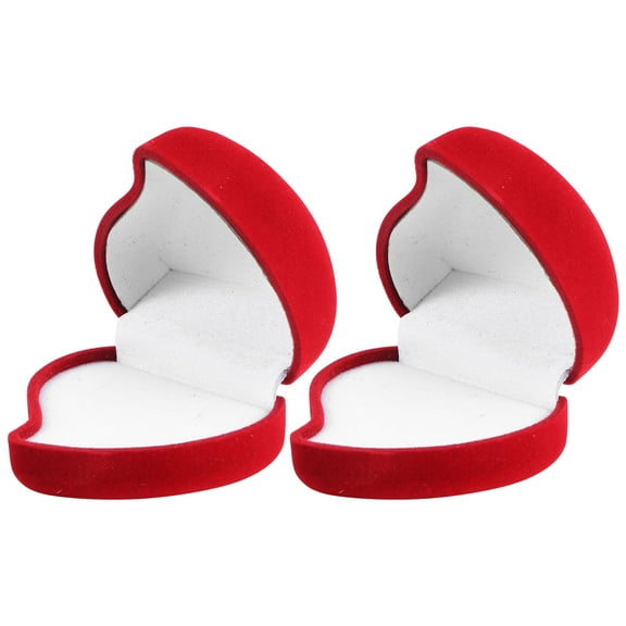 DEEPCRAFF 2Pack Wedding Ring Box Heart Shaped Case for Valentine's Day present