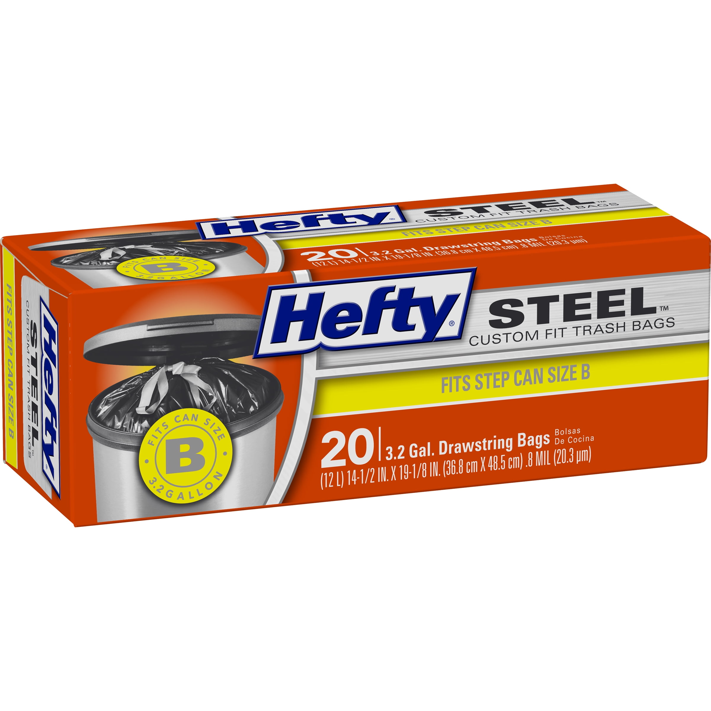 Hefty 3 2 Gallon Drawstring Custom Fit Trash Bags 20 Count Walmart Com Walmart Com