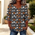 thumbnail image 6 of JOANKDMI Women Jack-o-Lantern and Ghost Shirt Striped V Neck Button Up Tunic With Spiderweb Details for Halloween Group Dress Up Casual Festive Holiday Matching Outfits, 6 of 7