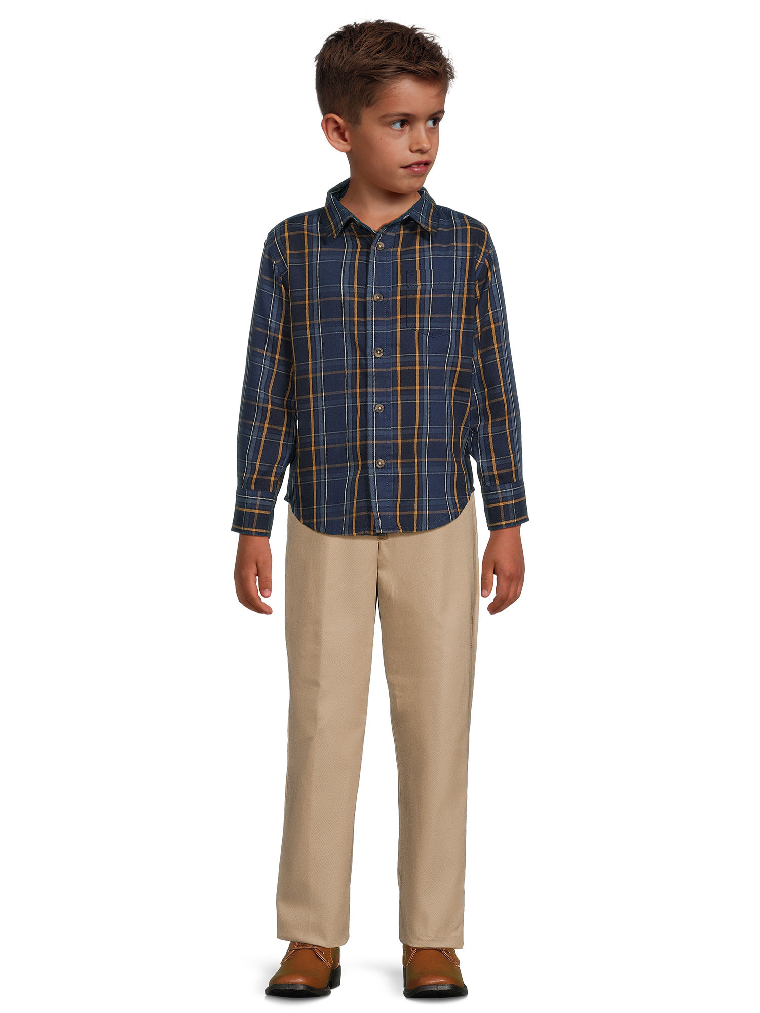 Wrangler Boys Long Sleeve Button-Up Twill Shirt, Sizes 4-18 & Husky - image 5 of 5