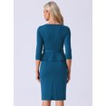 thumbnail image 4 of DARING DIVA Women's Vintage High Waist Peplum Dresses with Belt L Blue Green, 4 of 6