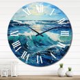 thumbnail image 1 of Designart "Teal Blue Ocean Coastal Charm Pointillism" Nautical & Beach Oversized Wall Clock, 1 of 6