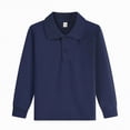 thumbnail image 5 of Ccpelsie Boys Long Sleeve Polo Shirt Kids Casual Lightweight Collared School Uniform Shirts（A01-Dark Blue,6-7 Years), 5 of 5