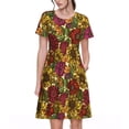 thumbnail image 1 of Bixox Robe d'Été à Manches Courtes pour Femmes Robe Ample Longueur Genou avec Poches-Tournesol, 1 of 7