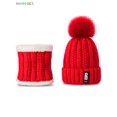 thumbnail image 3 of BadPiggies 2-Pieces Winter Knitted Beanie Hat Scarf Set Thick Warm Velvet Lining Skull Ski Cap with Pompom for Men Women, Red, 3 of 8