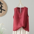 thumbnail image 2 of WREESH Women's Cotton Linen Tank Top V Neck Sleeveless Casual Summer Blouse Basic Shirt with Slit Hem, 2 of 7