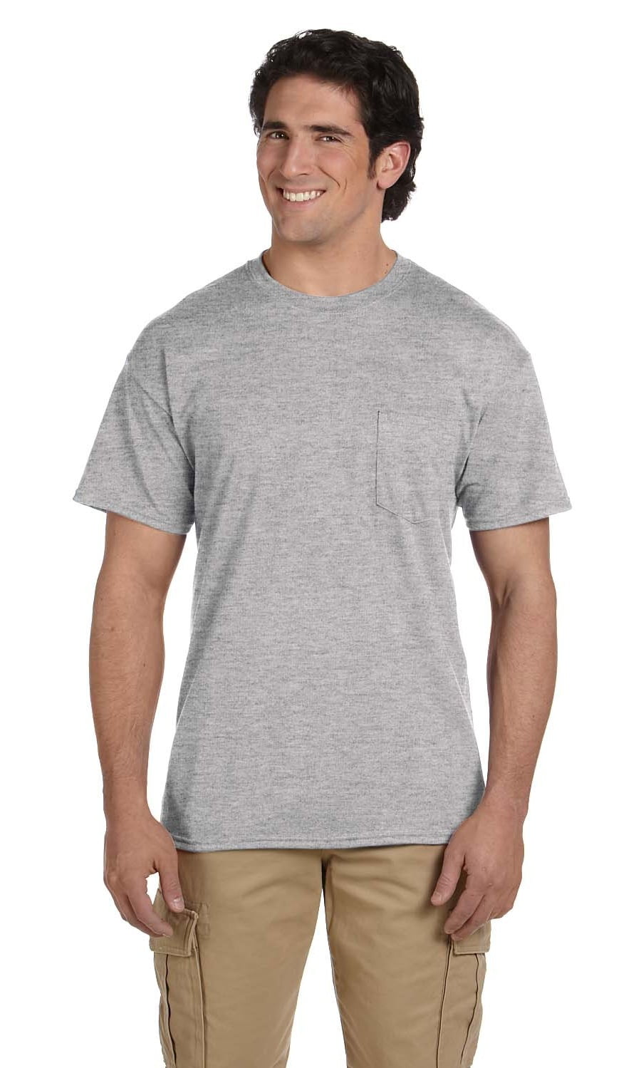 Gildan - The Gildan Adult DryBlend 56 oz, 50/50 Pocket T-Shirt - SPORT GREY - S - Walmart.com