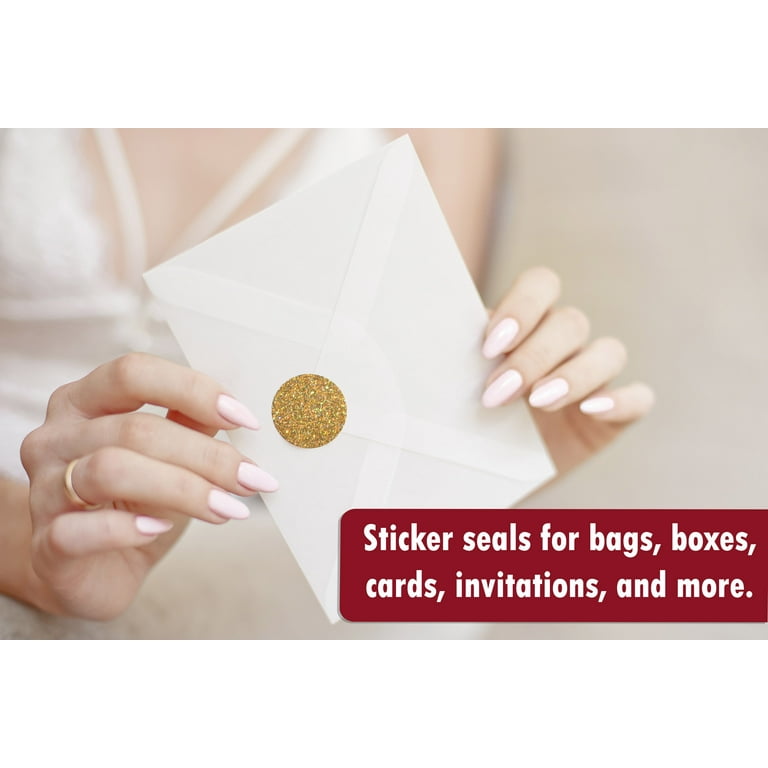  Gold Envelope Seals Stickers, 2 Round Labels Gold