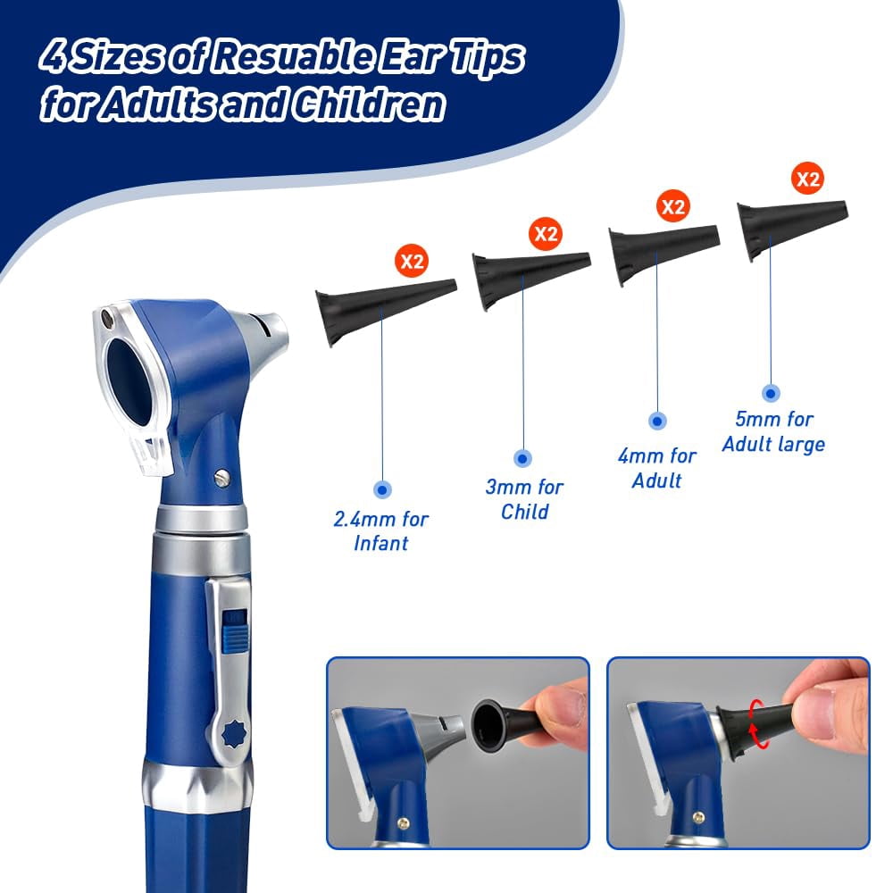 Scian Otoscope Ear Scope with Light Ear Infection Detector and Pocket Ear Checker Kit with 3X Magnify Lens Suitable for KidsAdults Doctors Pets Blue