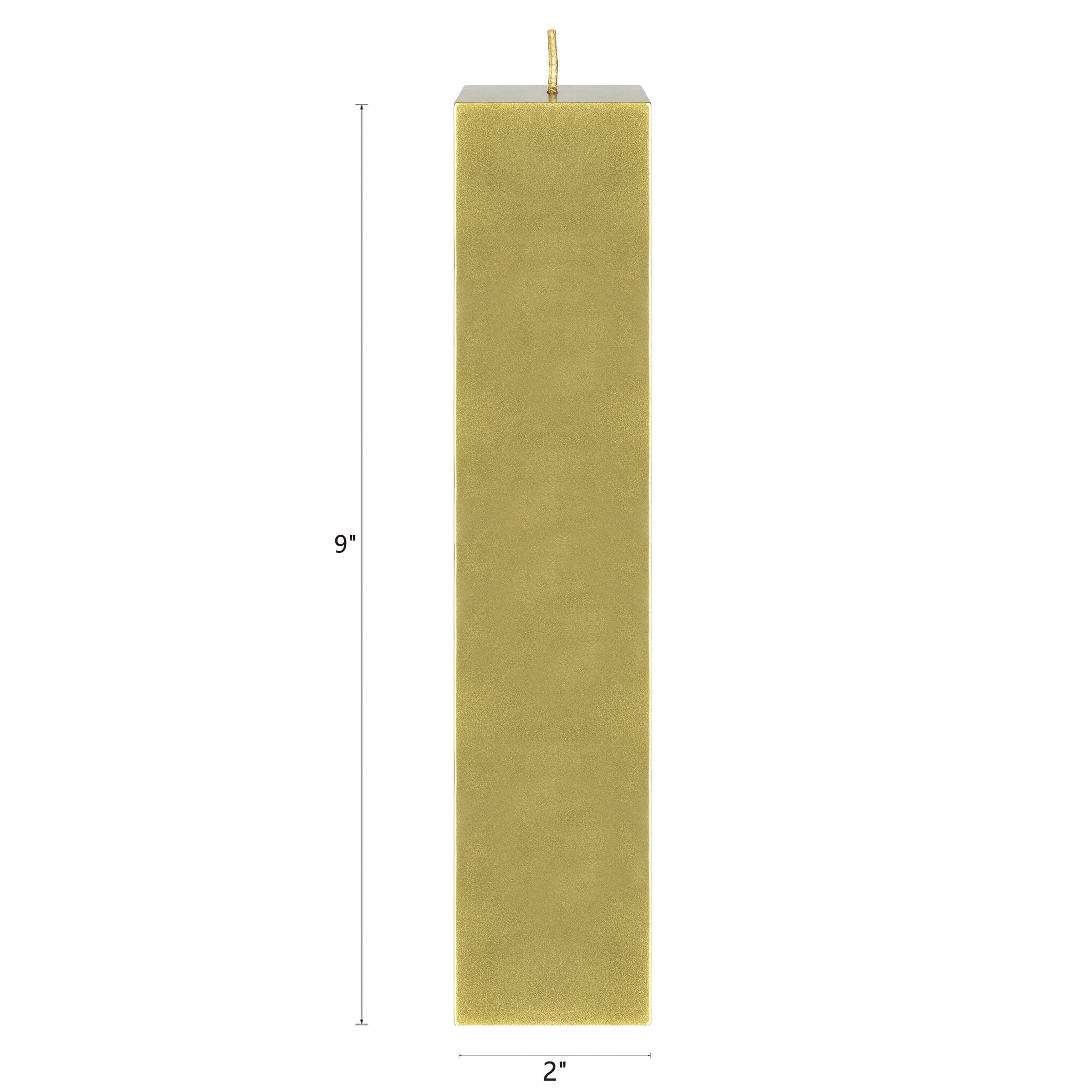 Mega Candles 6 pcs Unscented Gold Square Pillar Candle, Hand Poured Premium Wax Candles 2 Inch x 9 Inch, Home Décor, Wedding Receptions, Baby Showers, Birthdays, Celebrations, Party Favors & More