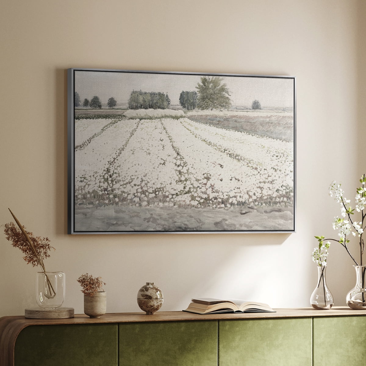 Vintage Landscape-MXII By Wexford Home Framed in Silver Wood Gallery Wrapped Canvas 17 in. x 25 in.