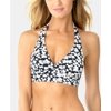 Anne Cole BLACK/WHITE FORAL Itsy Bitsy Ditsy Halter Bikini Swim Top, US X-Large