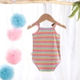 thumbnail image 5 of Fesfesfes Infant Onesie Baby Girls Sleeveless Rainbow Striped Print Suspender Romper Bodysuit Clearance Under 10$, 5 of 9