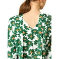 thumbnail image 7 of Allegra K Women's Floral Ruffle Sleeves Pleated Stand Collar Blouse, 7 of 7