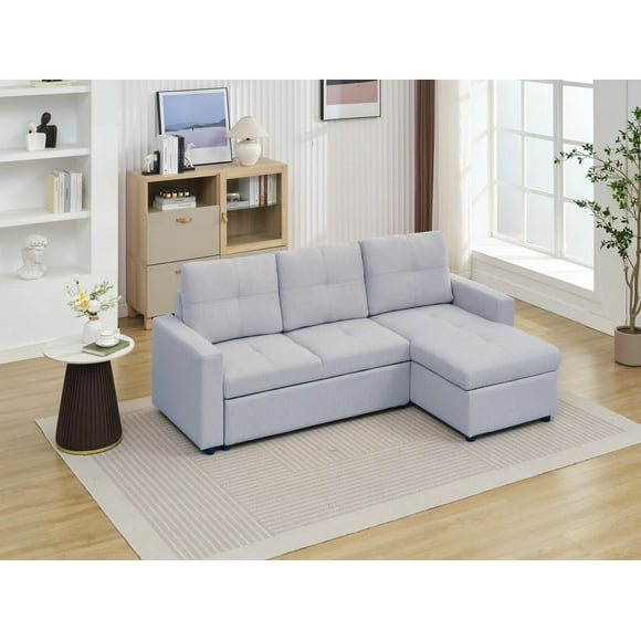 K-Living Jaxon Reversible Sectional/Sofa bed in Grey Fabric