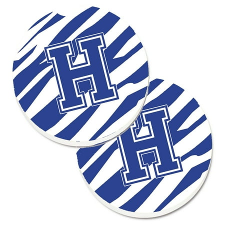 

Carolines Treasures CJ1034-HCARC Monogram Initial H Tiger Stripe Blue and White Set of 2 Cup Holder Car Coasters