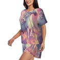 thumbnail image 2 of Fotbe Colorful Cloud White Horse Print Pajama Set for Women 2 Piece Loungewear Short Sleeve Tops and Shorts Set Soft Sleepwear-X-Large, 2 of 7
