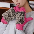 thumbnail image 4 of Clearance! Fdelink Women's Knitted Warm Cartoon Hedgehog Winter Cotton Thick Gloves, Adult Hat (Hot Pink), 4 of 6