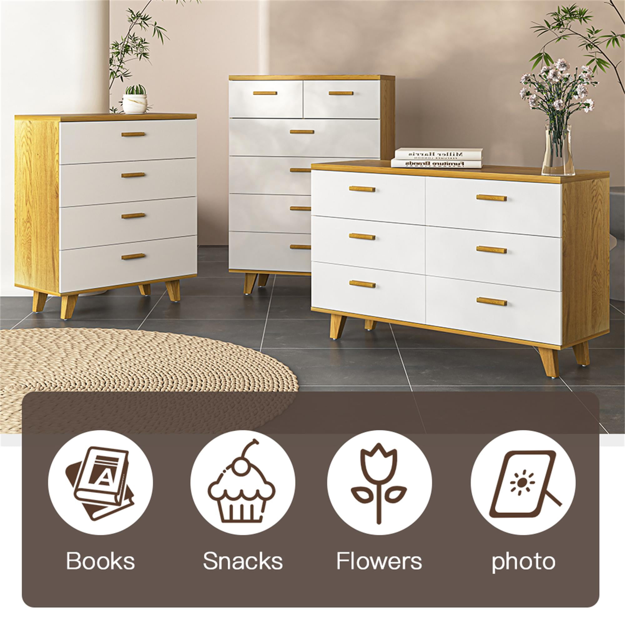 Finihen 4 Drawers Chest of Dressers, Wood Storage Cabinet with Handle Table Leg for Bedroom, Living Room and Hallway, Beige Finihen 4 Drawers Chest of Dressers, Wood Storage Cabinet with Handle Table Leg for Bedroom, Living Room and Hallway, Beige