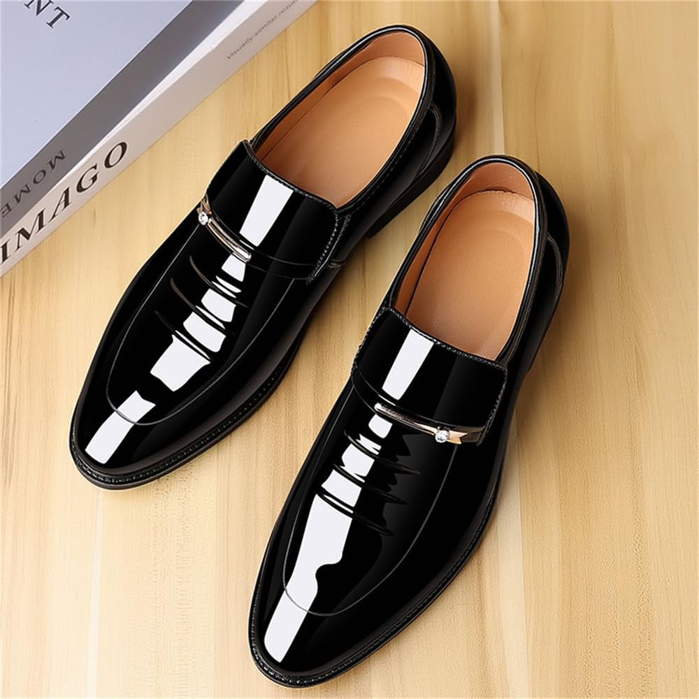 Mens Dress Shoes Formal Business Oxford Suit High Gloss Patent Leather Slip On Loafers Comfortable Shoe for Men