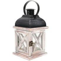 SEWCHICS Tealight Holders Vintage Wooden Lantern Candle Holder Iron Wood 1Set