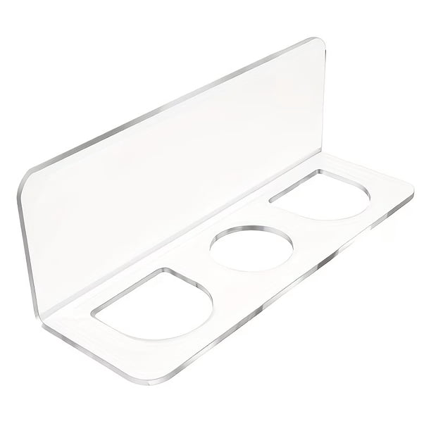 Estante de almacenamiento de baño acrílico de 3 orificios | Organizador de cepillos de pelo de pared for almacenamiento de peines y artículos de tocador