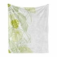 thumbnail image 1 of Leaf Print Soft Flannel Fleece Throw Blanket, Monochrome Monstera and Fern Foliage Arrangement of Nature, Cozy Plush for Indoor and Outdoor Use, 60" x 80", Yellow Green Olive Green, by Ambesonne, 1 of 6
