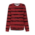 thumbnail image 5 of Abomasnow Plus Size Tops for Women Casual Long Sleeve Shirts for Women Fall Winter Stripe Print V Neck Pullover Tees S-5XL, 5 of 5