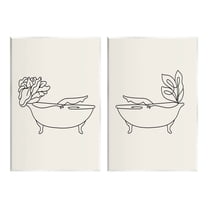 Floral Bathtub Relaxing Doodle Botanical & Floral Graphic Art Unframed Art Print Wall Art, Set of 2