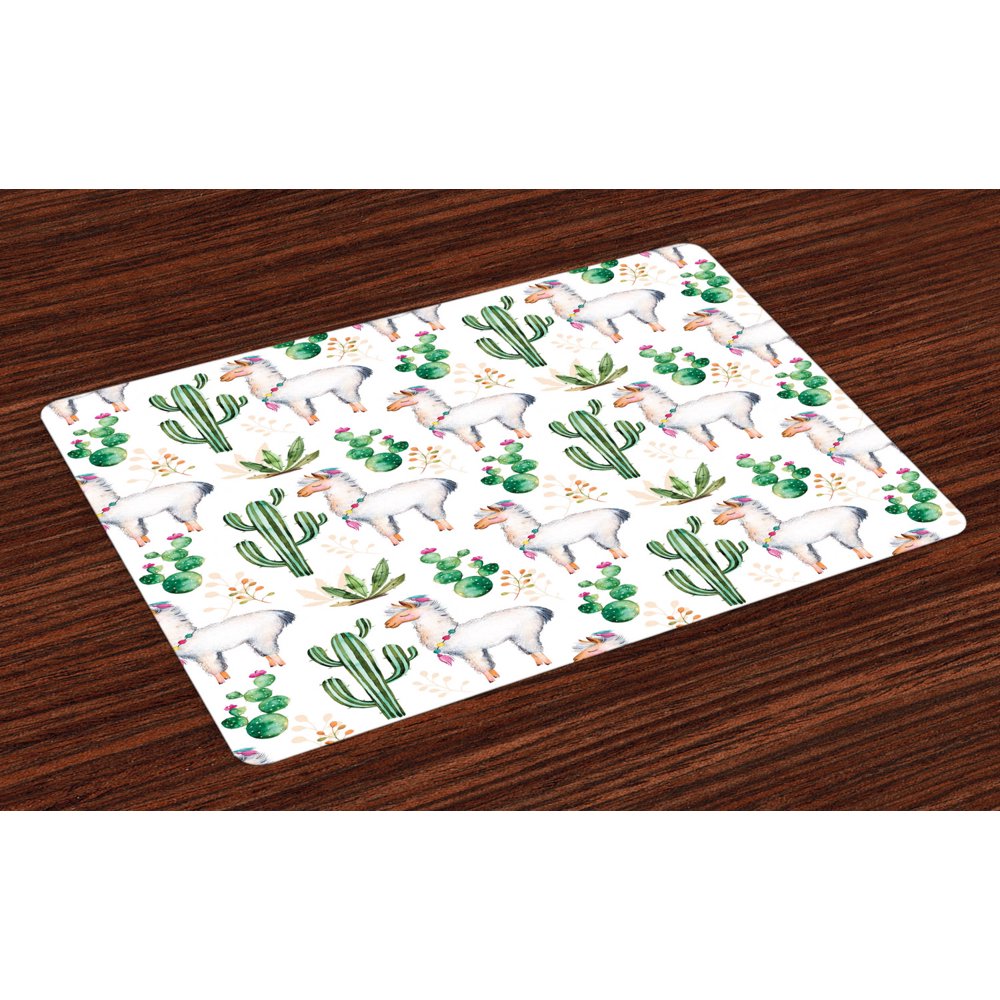 Cactus Placemats Set of 4 Hot South Desert Plant Cactus Pattern with