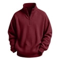 thumbnail image 4 of Lutiedan Quarter Zip Sweatshirts for Boys Waffle Knit Baggy Pullover Tops Long Sleeve Mock Neck Fall Sweatshirts Size 3-14,Wine, 4 of 8