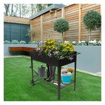 Mobile Metal Raised Garden Bed Cart with Legs, Elevated Tall Planter Box with Wheels for Outdoor Indoors House Patio Backyard Vegetables Tomato DIY Grow Black