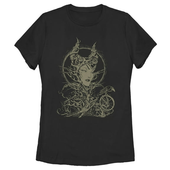Women's Sleeping Beauty Maleficent Twisted Queen  Graphic Tee Black Small