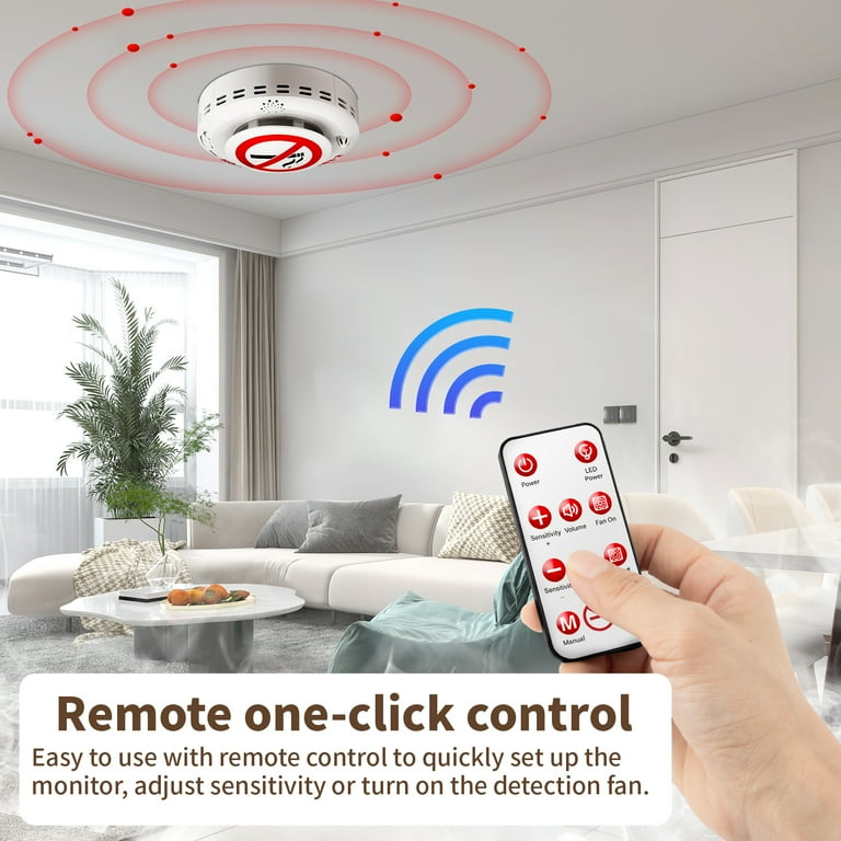 remote tobacco use 2in1 Cigarette Detector with Remote Control, No-Smoking and PM2.5 Alarm  with Voice Reminder, Tobacco Control Guard Environmental Monitor for Office