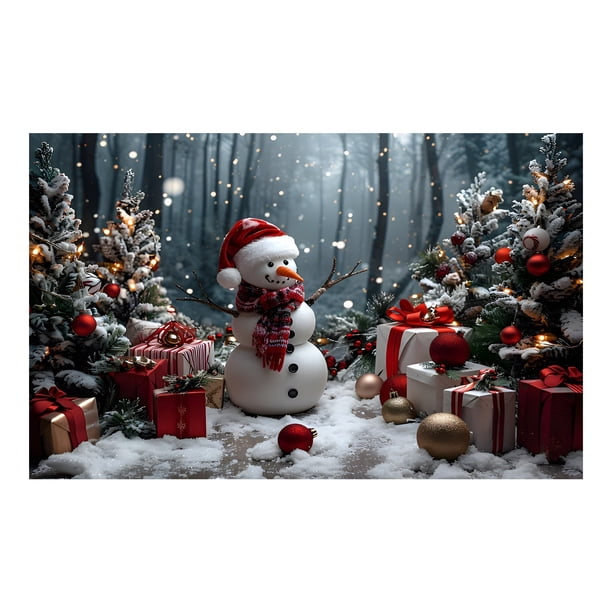 Banderín Para Puerta De Garaje Exterior Con Diseño De Muñeco De Nieve Navideño. Gran Decoración Navideña Para Cubrir Puertas. Decoración De Temporada. Puerta De Garaje Exterior. Decoración De Pared
