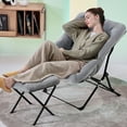 thumbnail image 6 of ARKANTOS Folding Saucer Chair for Adults, Comfy Chair for Bedroom and Living Room with Ottoman, Faux Fur Lounge Chair,Gray, 6 of 8