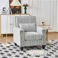 thumbnail image 2 of JERFIT Modern Upholstered Accent Armchair with Nailhead Trim, Soft Striped Fabric, Compact Seating for Living Room, Bedroom, Office, Grey, 2 of 10