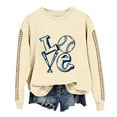 thumbnail image 4 of Holzkary Baseball Sweatshirt for Womens 2025 Spring Baseball Print Loose Casual Top Hoodie Long Sleeve Comfy Baseball Shirts Softball Crewneck Graphic Pullover Top 2025 Fall Sweatshirts Beige L, 4 of 4