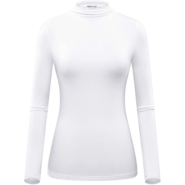 Women Modal Stretchy Fitted Long Sleeve Turtleneck Top