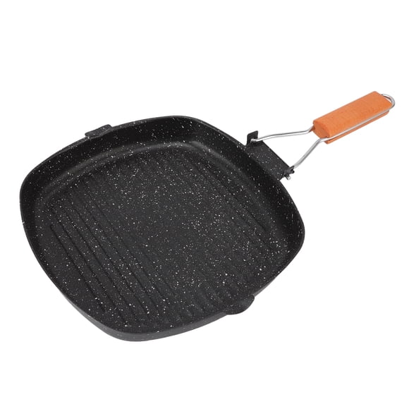 Sartén para exteriores, hogar, plegable, mango de haya, ahorro de energía, antiadherente, rayas, carne, sartén especial para asar, 28x28cm