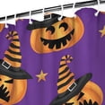 thumbnail image 3 of Retro Horror Themed Artwork Cute Ghost Pumpkin Illustration Waterproof Curtain,72x72in Shower Curtain, 3 of 6