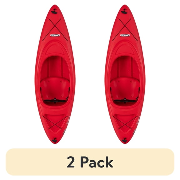 (2 pack) Lifetime Pacer 8 ft Sit-Inside Kayak with Paddle, Fire Red (91036)