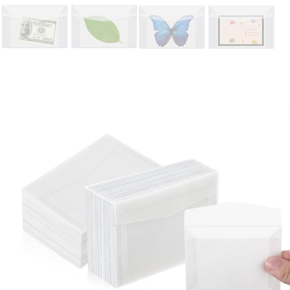 Multipurpose Translucent Paper Envelopes,100-Count 5.1x3.15" Glassine Envelopes for Crafting,Invitations,Stationery,Stamp Collections
