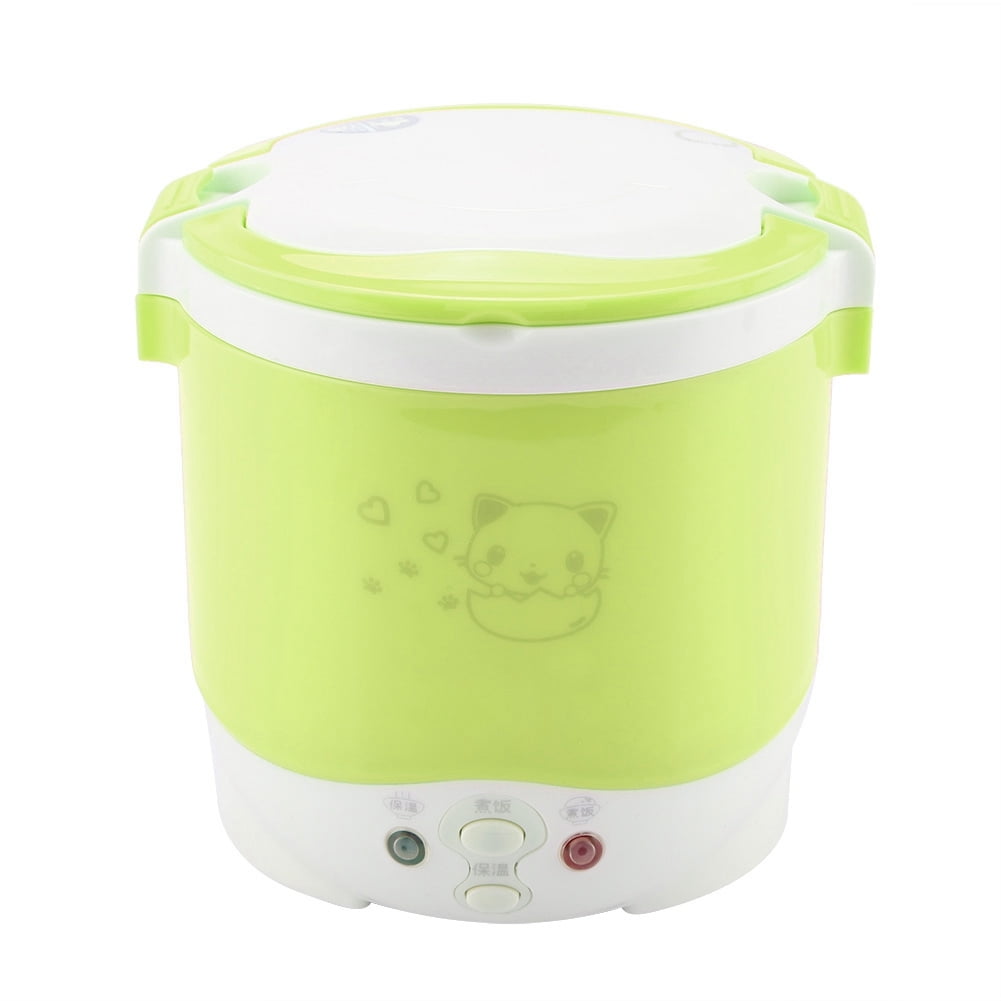 BOKYAN 12V 100W Portable Car Electric Rice Cooker, 1L Travel Food Steamer with Non-stick Inner Pot, Green - 6.2 x 6.2 x 6.1 inches / 15.7 x 15.7 x 15.5 cm