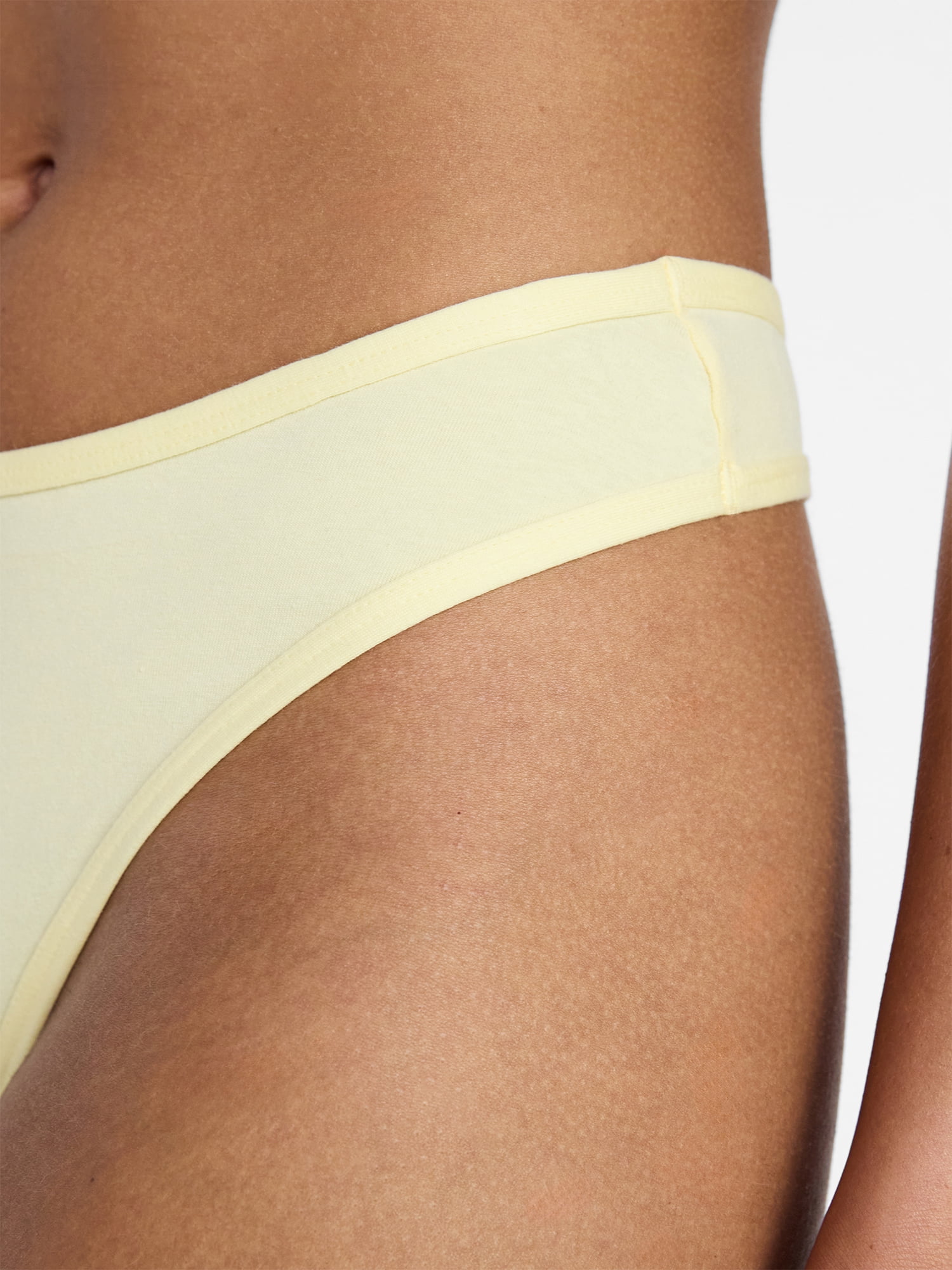 No Boundaries Cotton Blend Hi Cut Thong Panties, Women's XS-XXXL